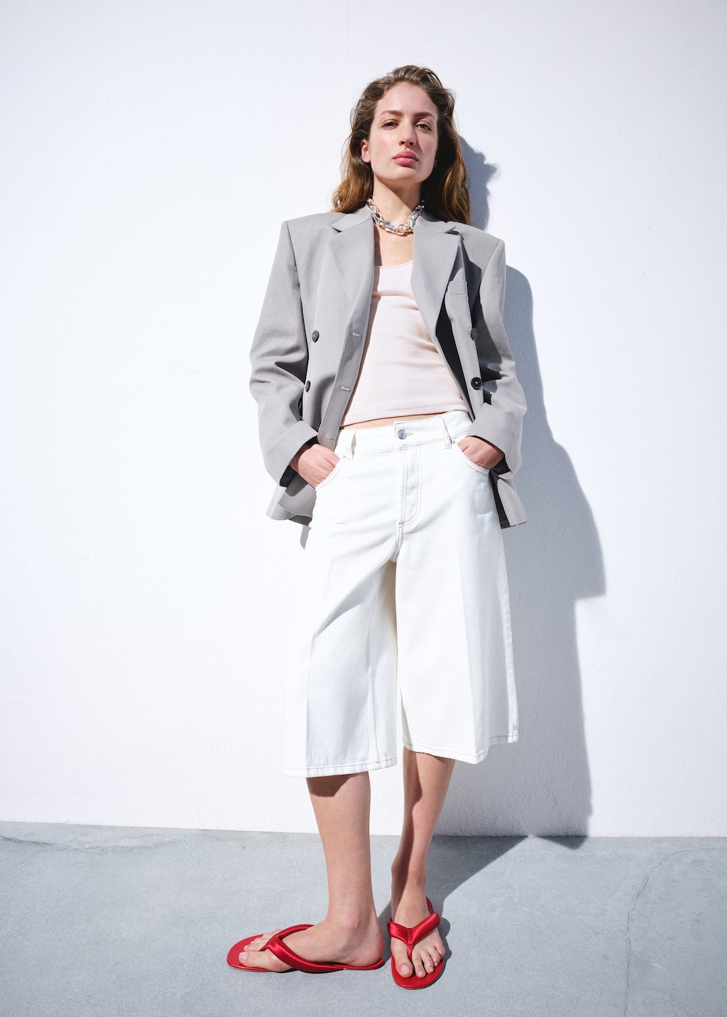 Mango Top Coton Maille Côtelée Rose Pastel - Femme - L -  In Gray