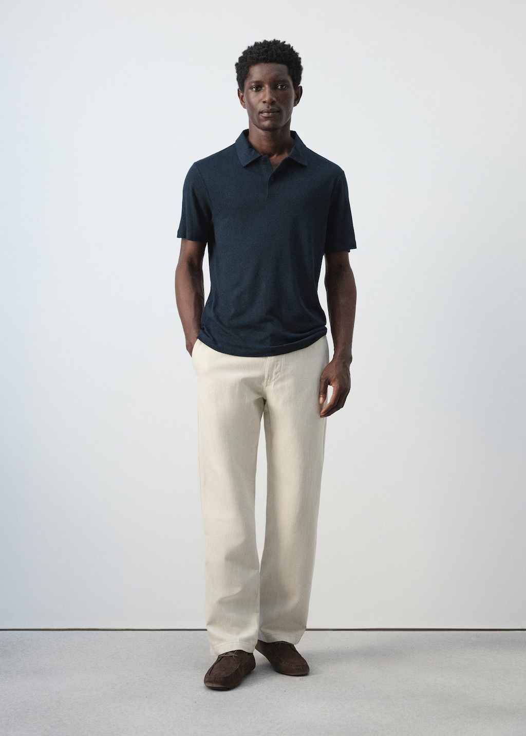 Mango Polo Lin Slim-fit Bleu Marine - Homme - Xl -  Man In Blue