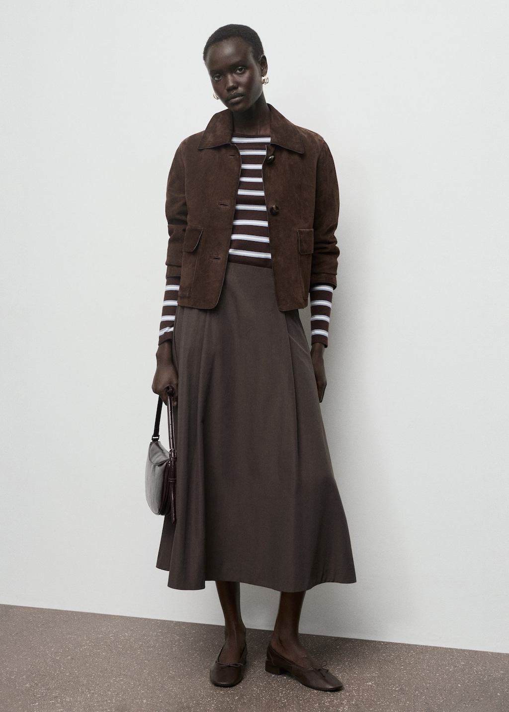 Mango Flared Midi-skirt Chocolate In Brown