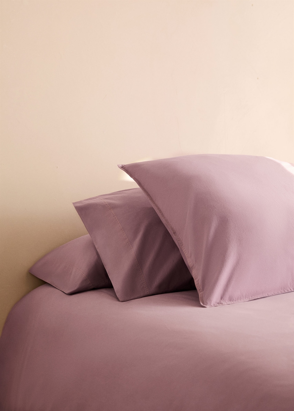 Mango Children's Washed Cotton Double-stitched Pillowcase 50x75 Cm Lilac In Purple