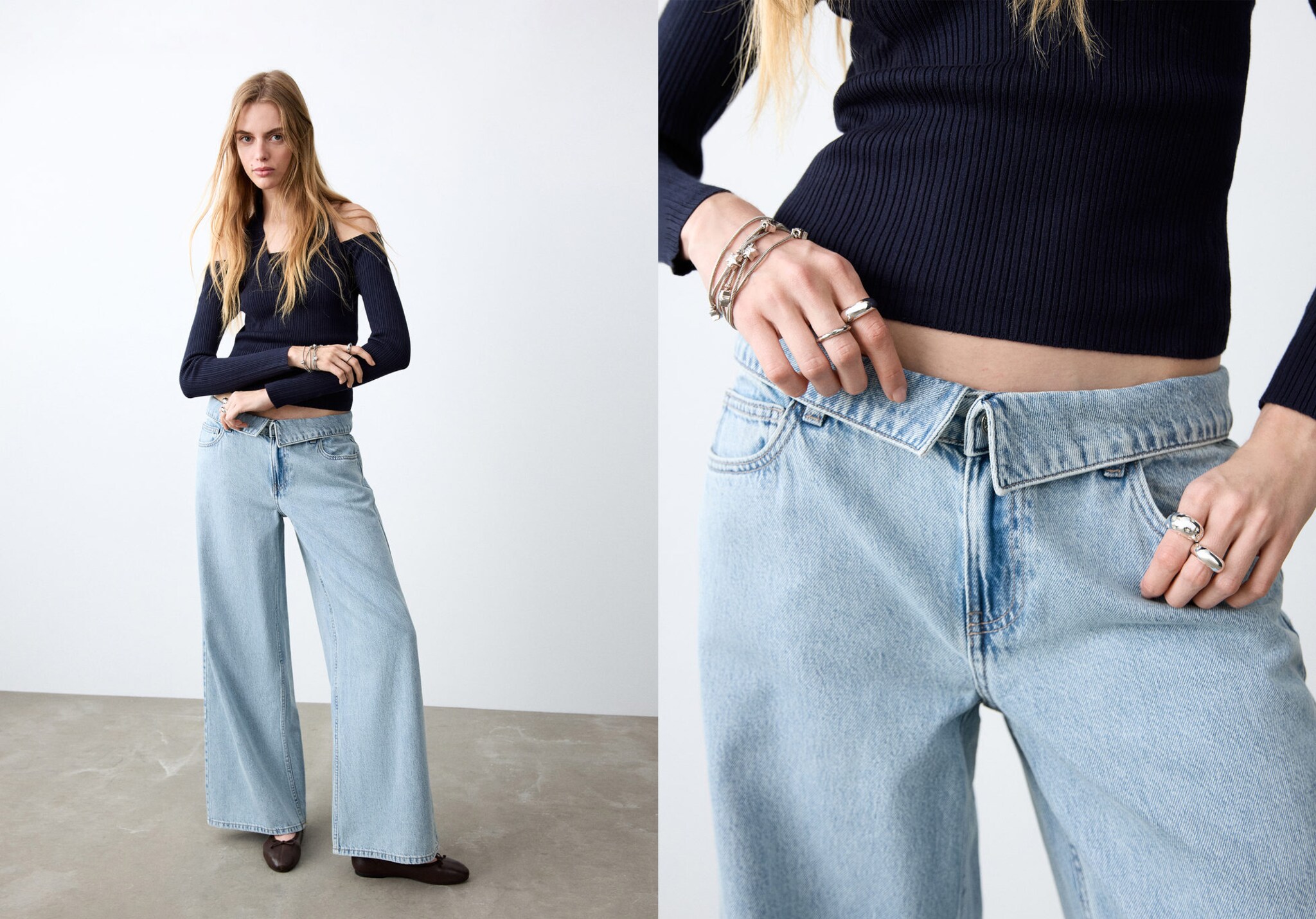 Low-waist jeans with turn-ups - Panoramic plane