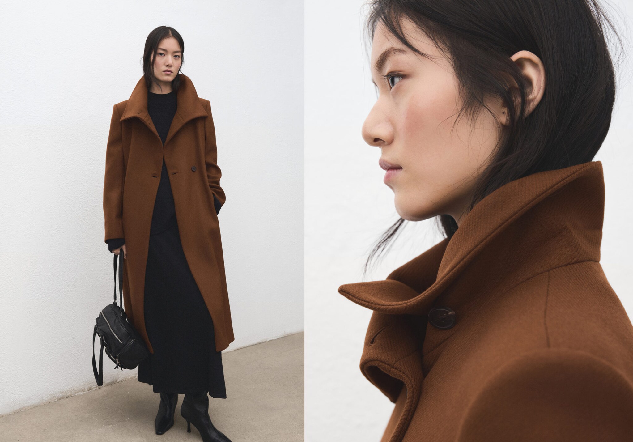 معطف من الصوف بحزام من تصميم مانتيكو - رؤية بانورامية