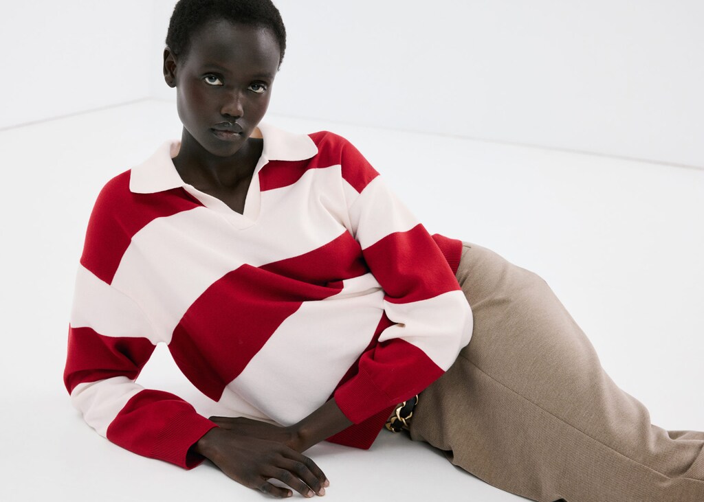 Striped polo-neck sweater - image 3
