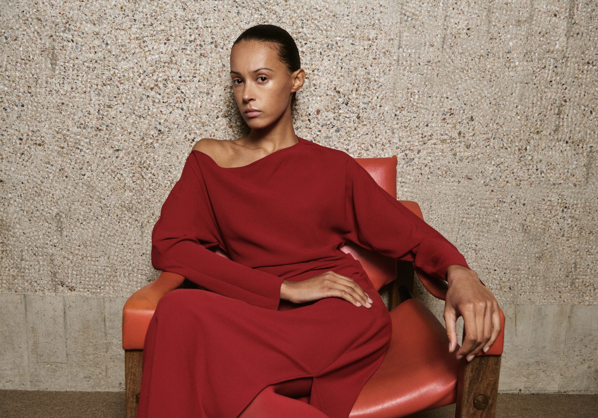 Boat-neck ruched dress - Panoramic plane