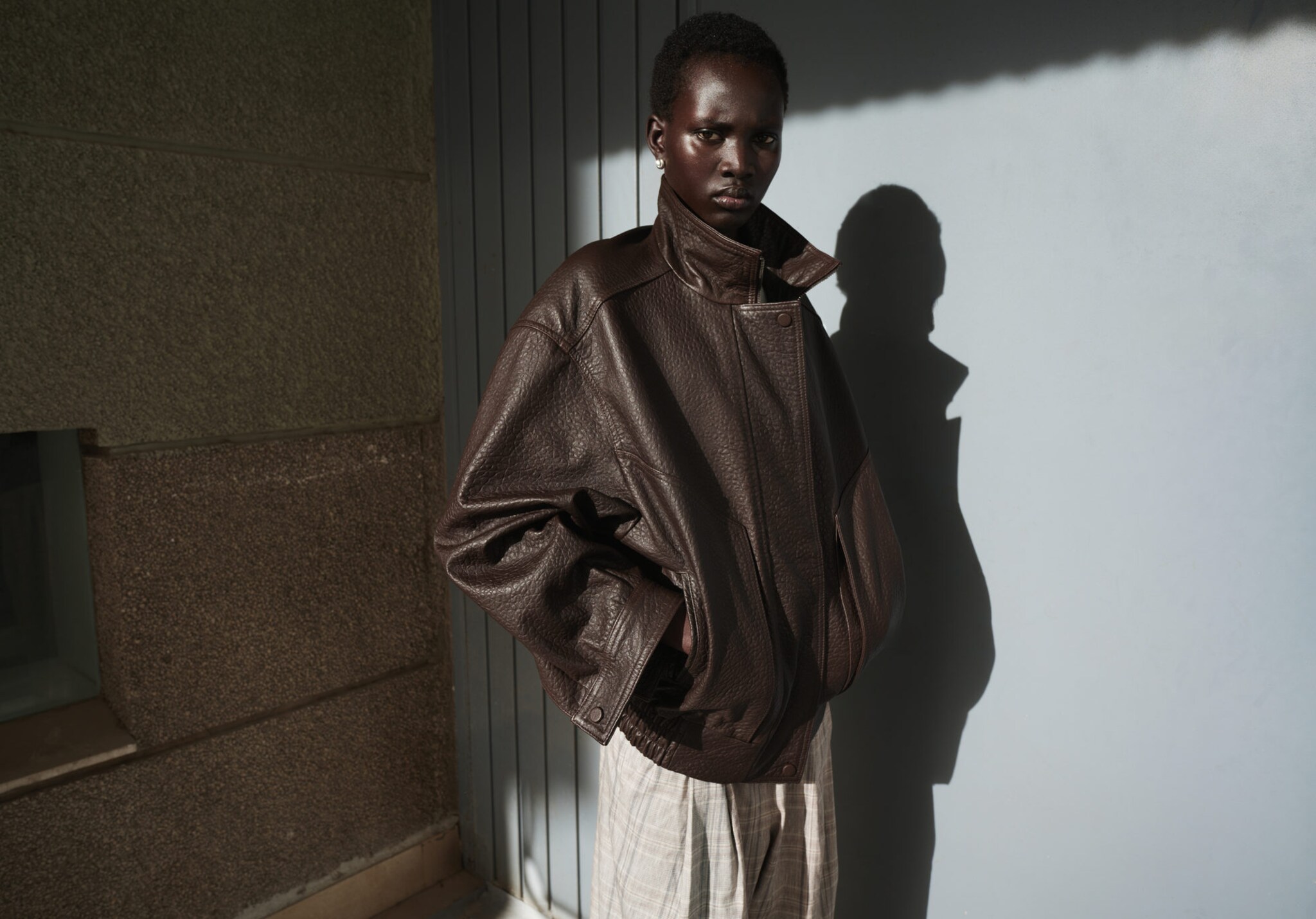 Check pleated trousers - Panoramic plane