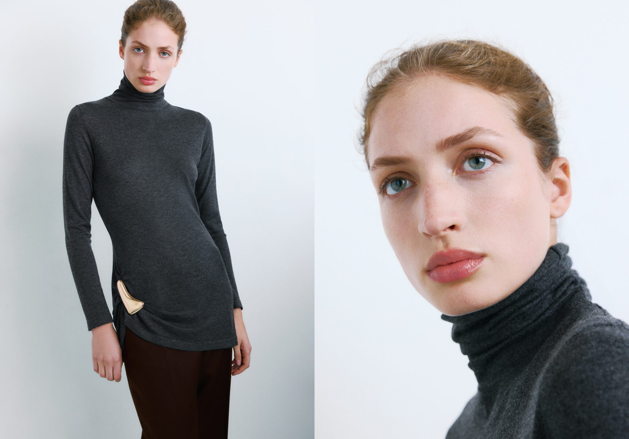 Turtleneck sweater with brooch - Panoramic plane