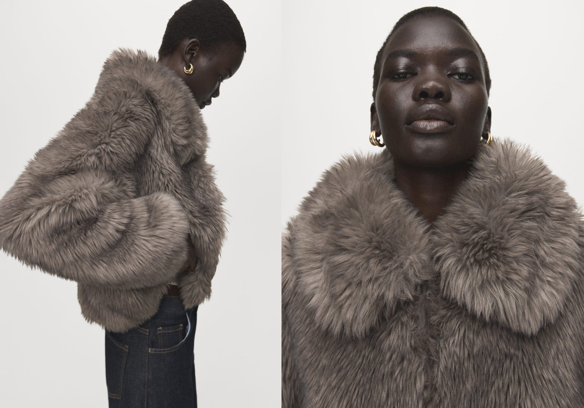 Faux fur effect jacket with lapels - Panoramic plane