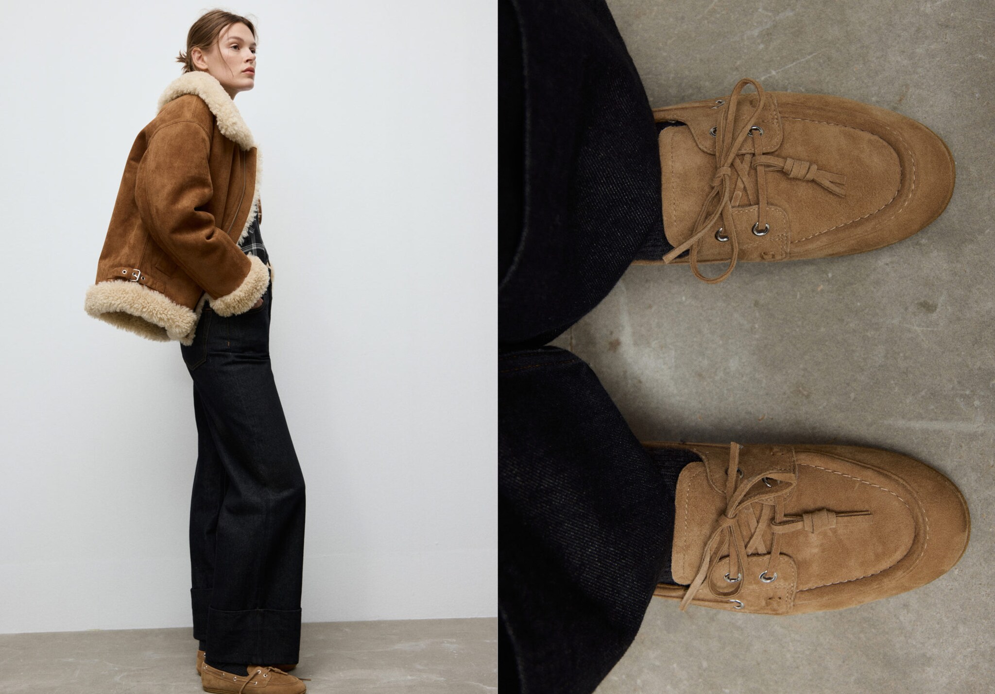 Chaussures bateau cuir à lacets - Plan panoramique