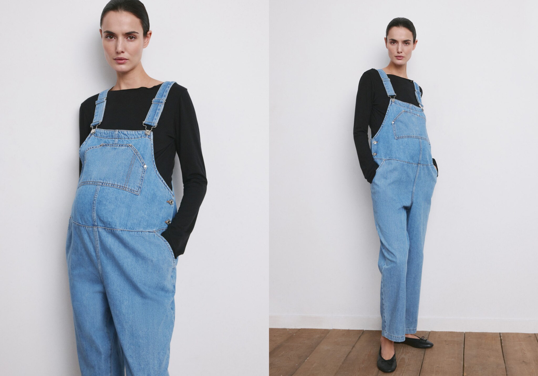 Maternity denim dungarees - Panoramic plane