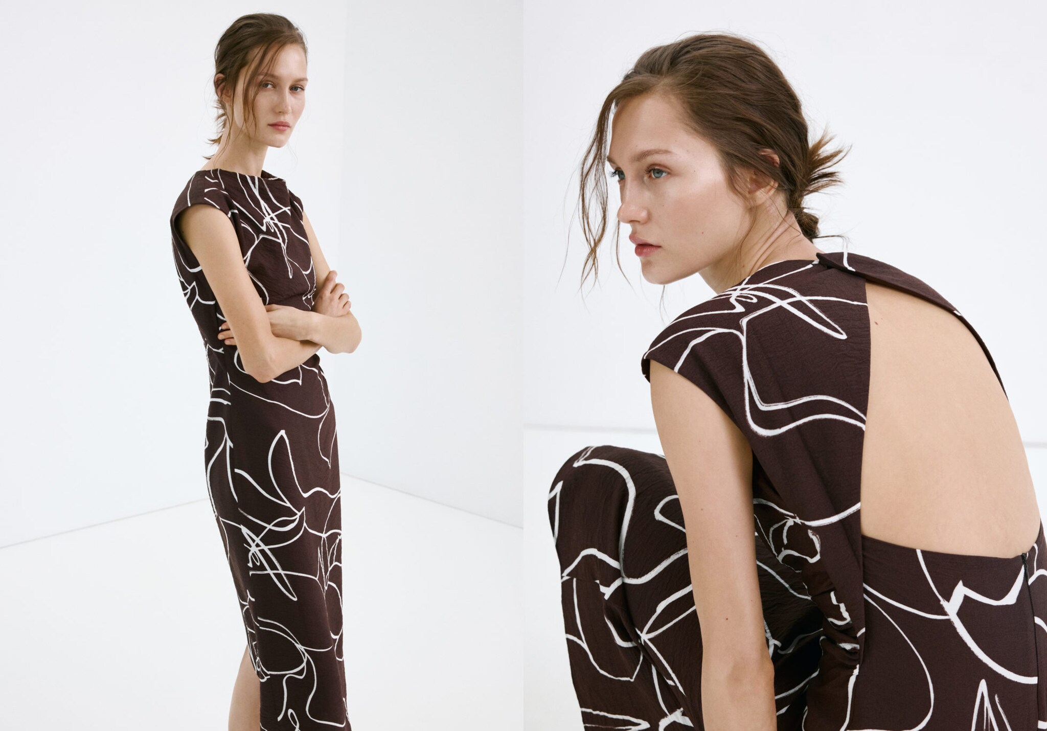Printed ruched dress - Panoramic plane