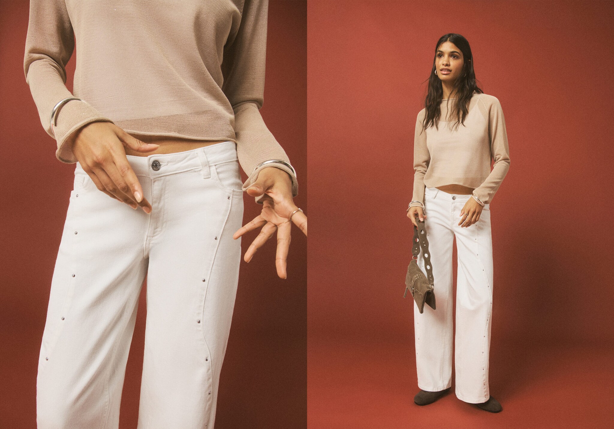 Low-waist studded jeans - Panoramic plane