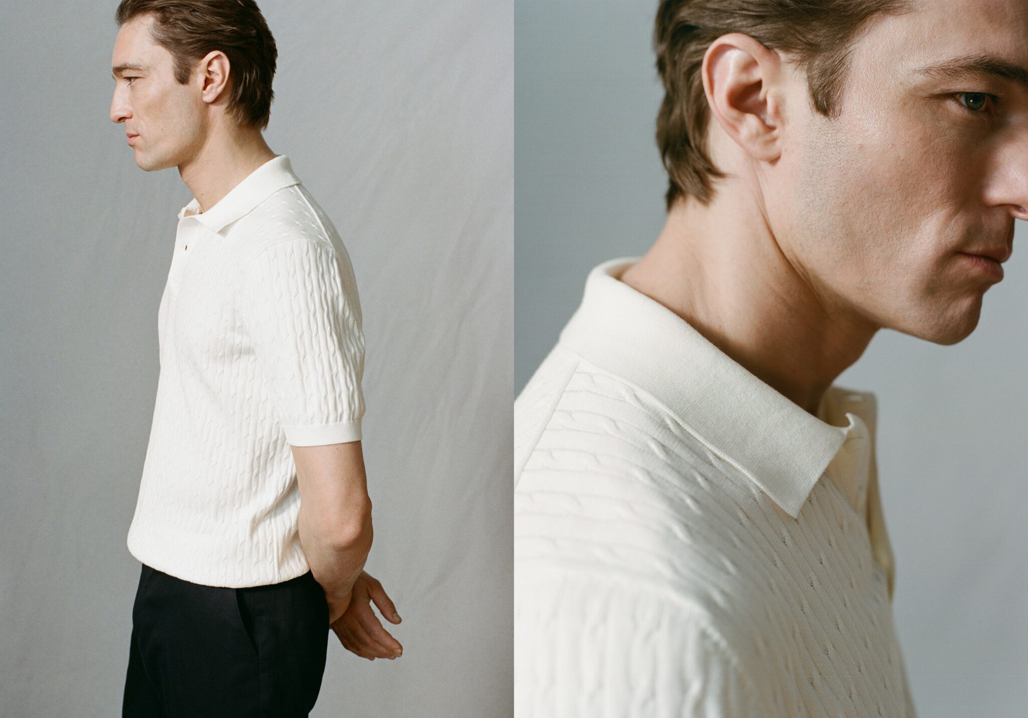 Kabelpoloshirt 100% katoen - Panoramische tekening