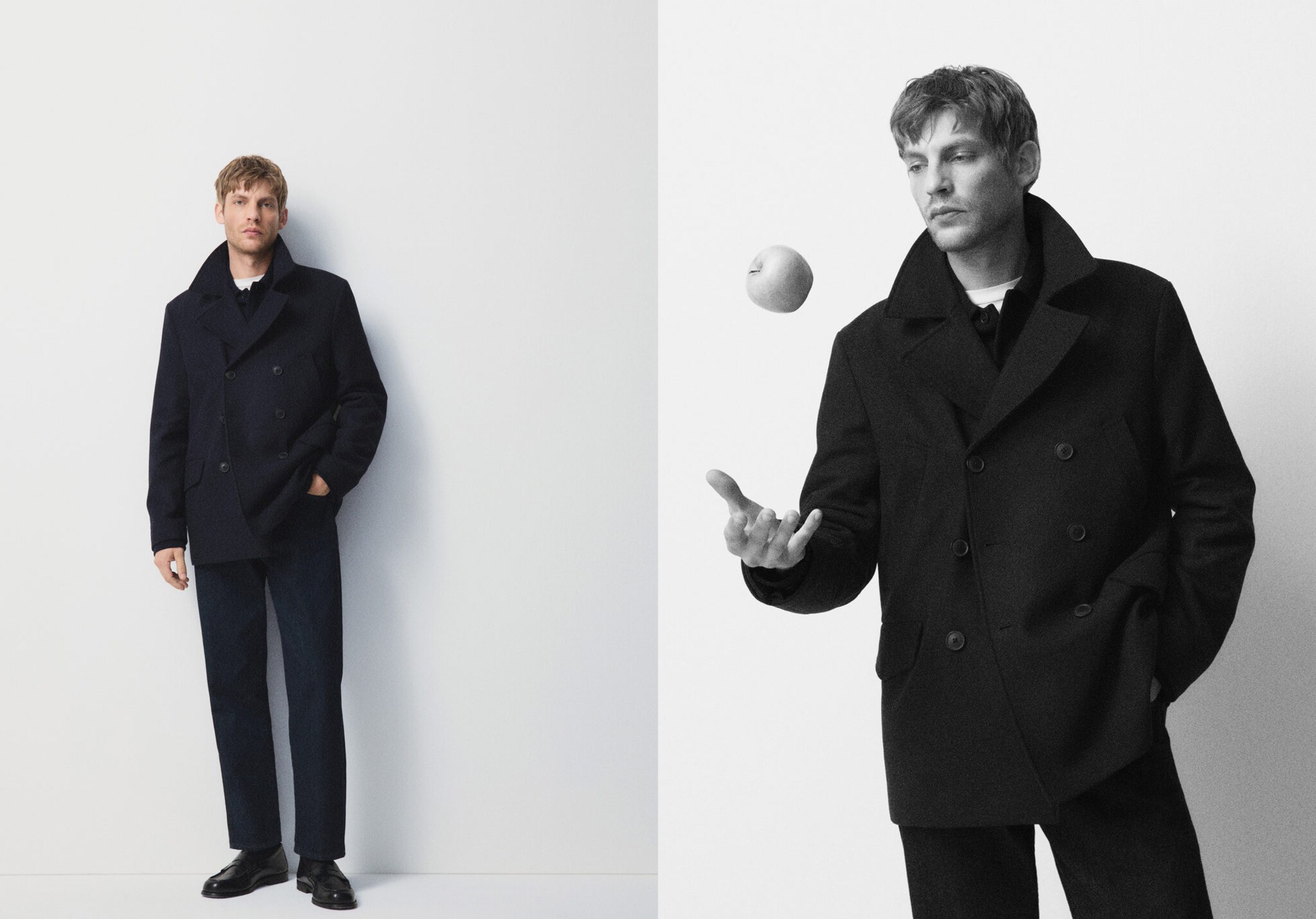 Short double-breasted wool coat - Panoramic plane