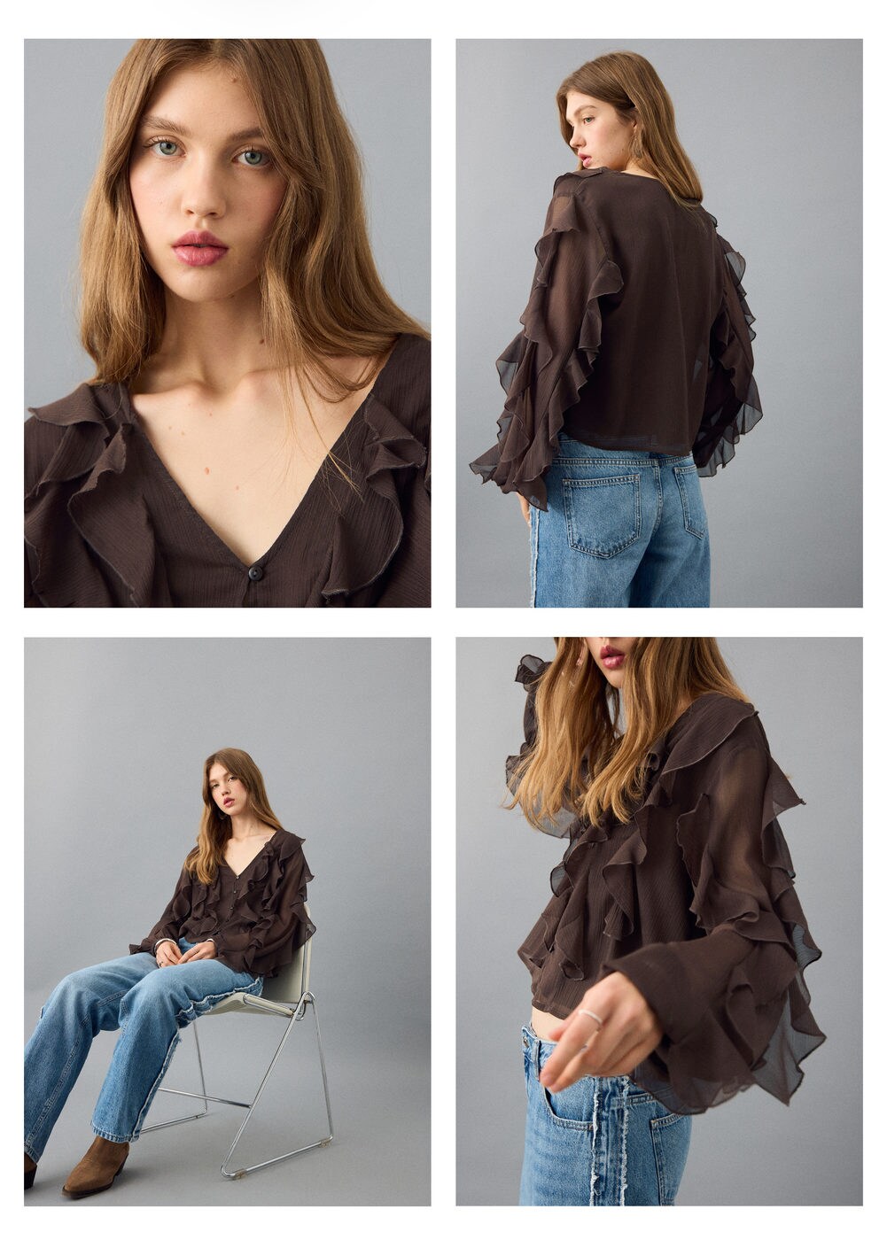 Fluid ruffled blouse