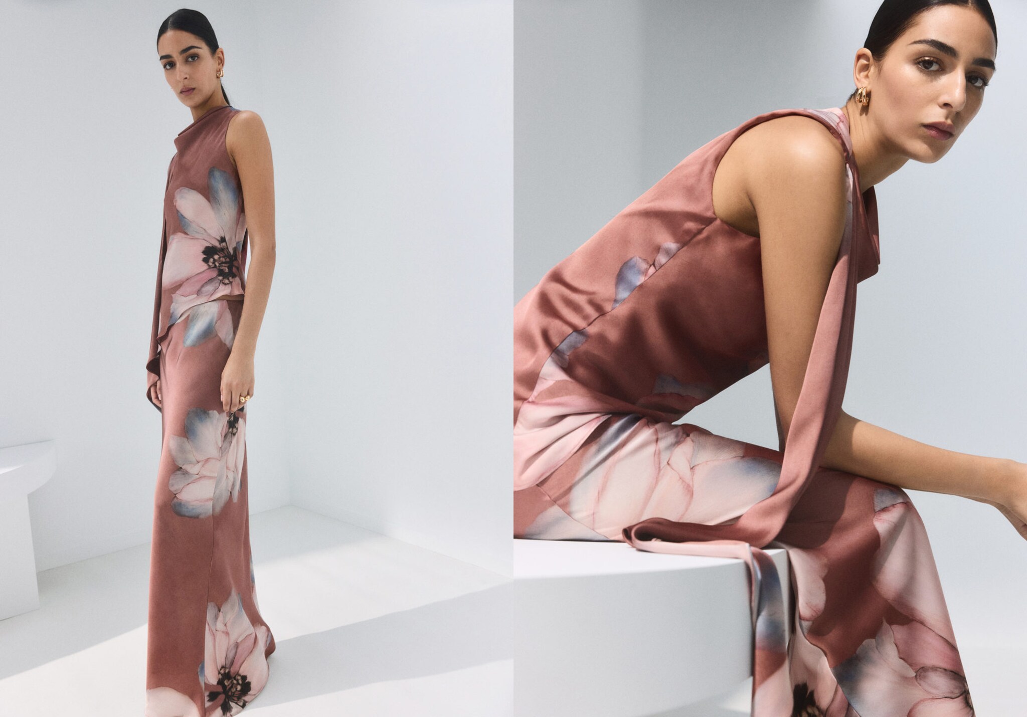 花朵印花长裙 - null