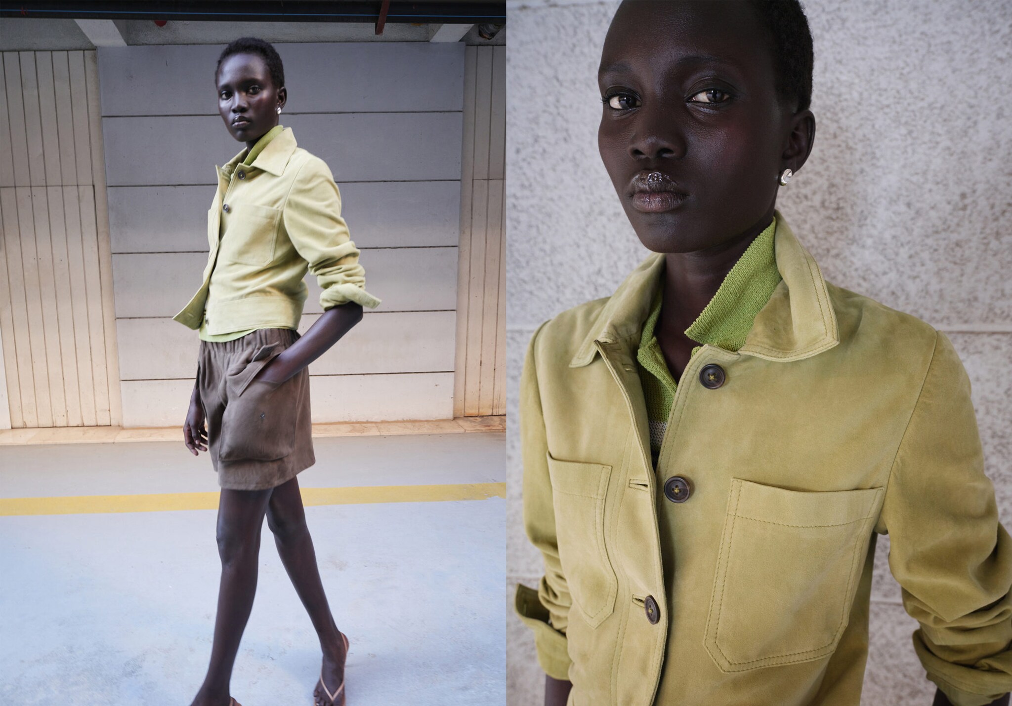 Chaqueta ante botones - Plano panorámico