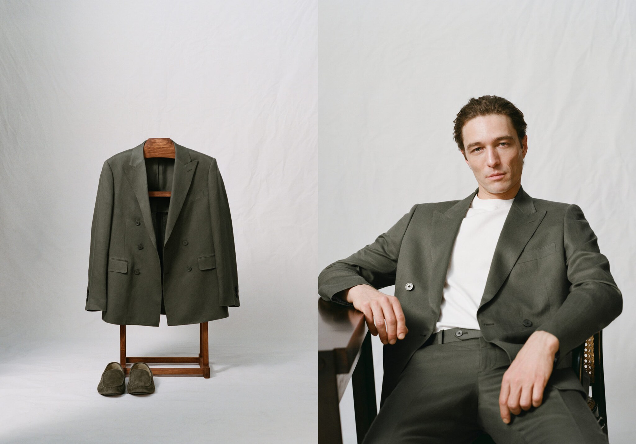 Amalfi slim fit double-breasted blazer - Panoramische tekening