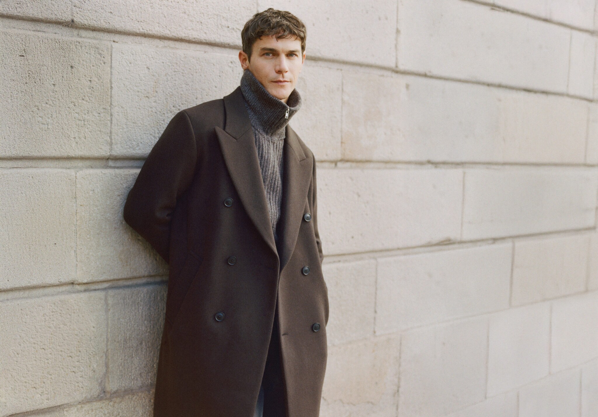 Manteau à boutonnage croisé relaxed-fit - Plan panoramique