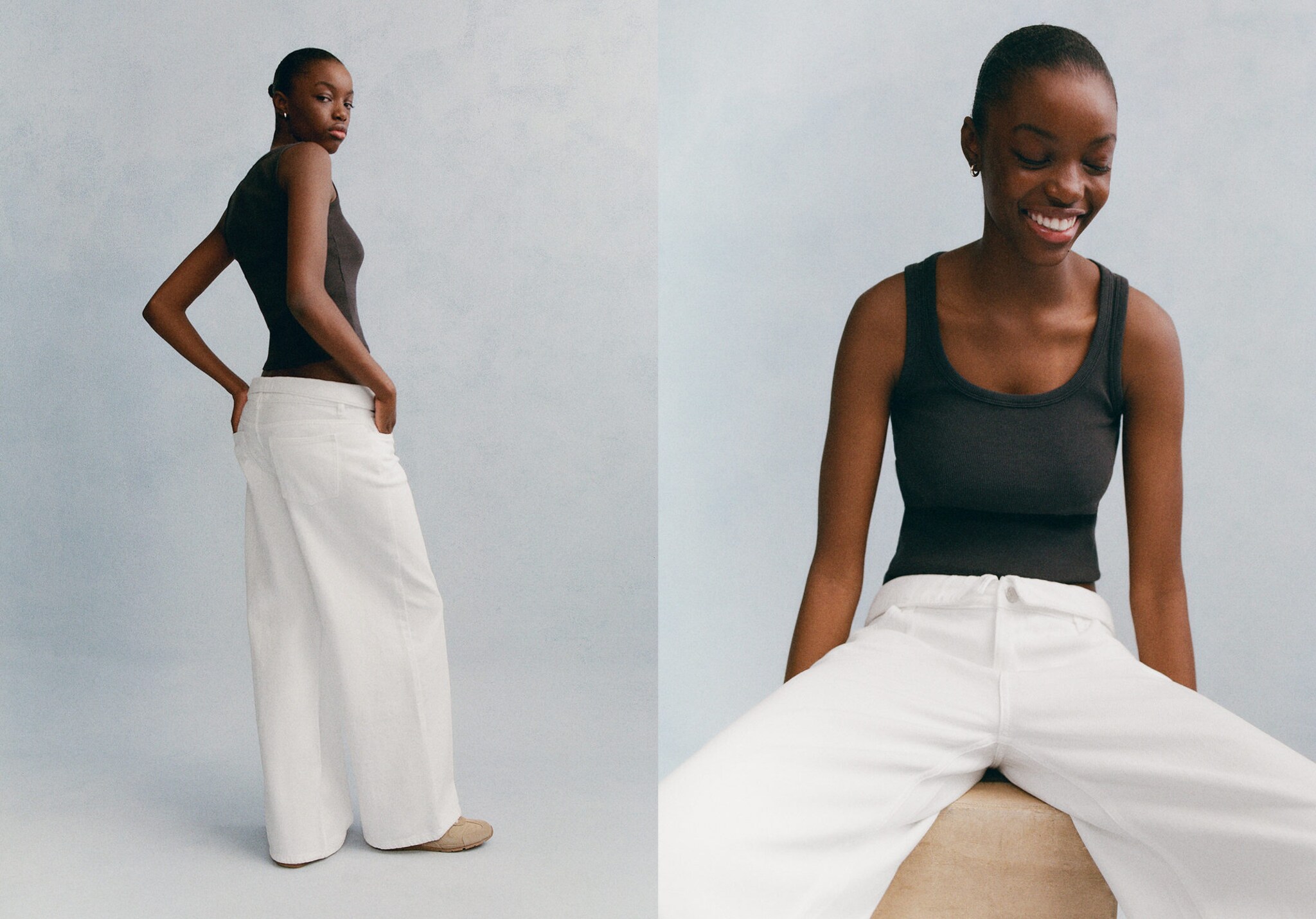 Jean taille basse à revers - Plan panoramique