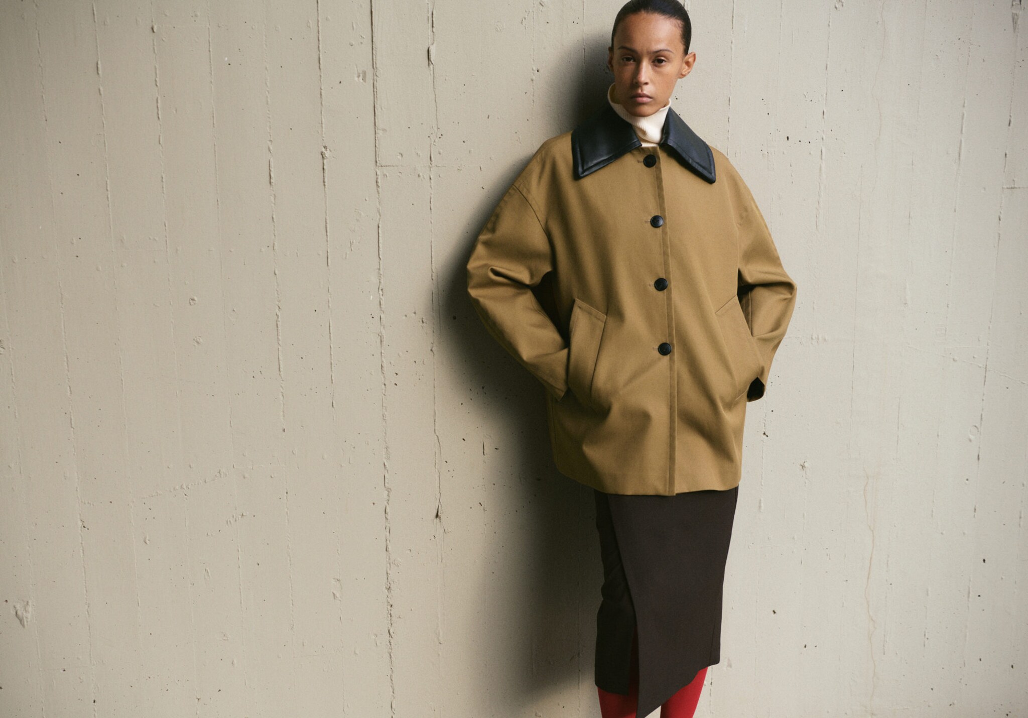 Faux leather effect trench coat - Panoramic plane