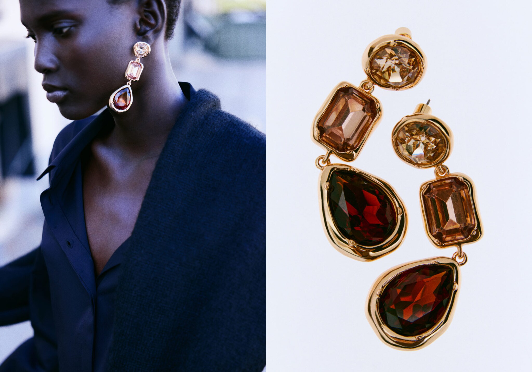 Combined long earrings - Panoramic plane