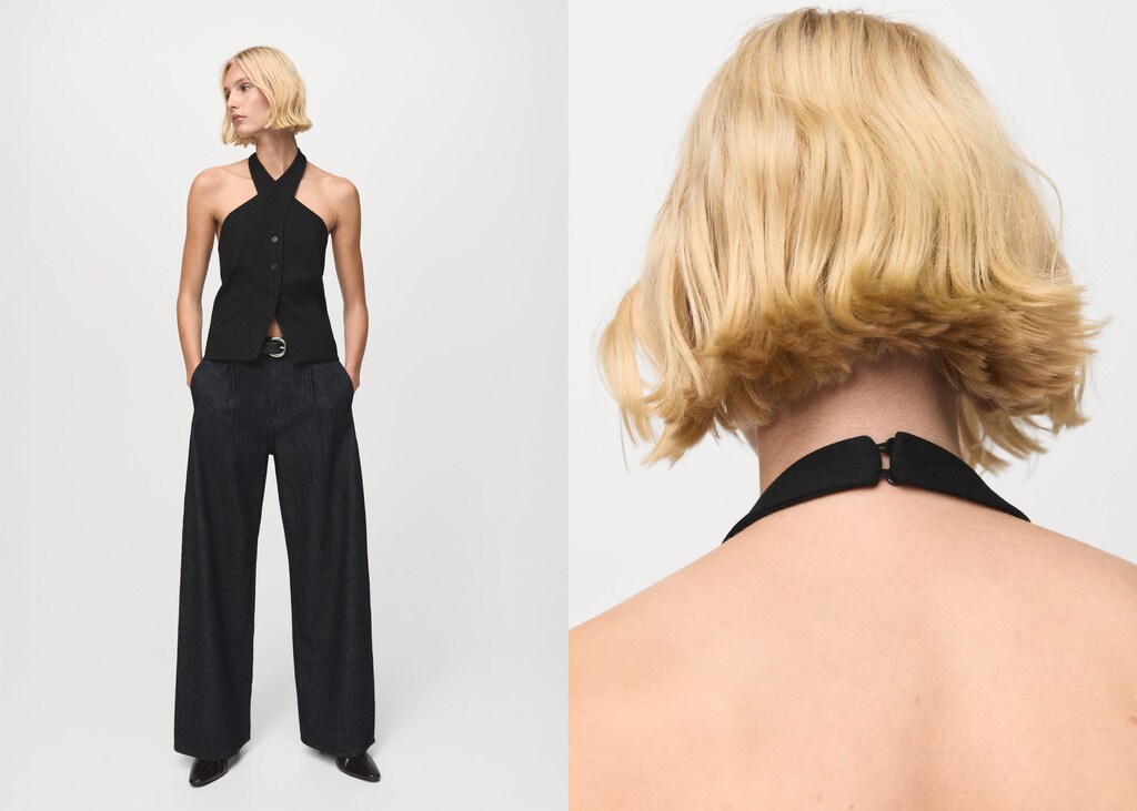 Halter-neck vest with buttons - image 3