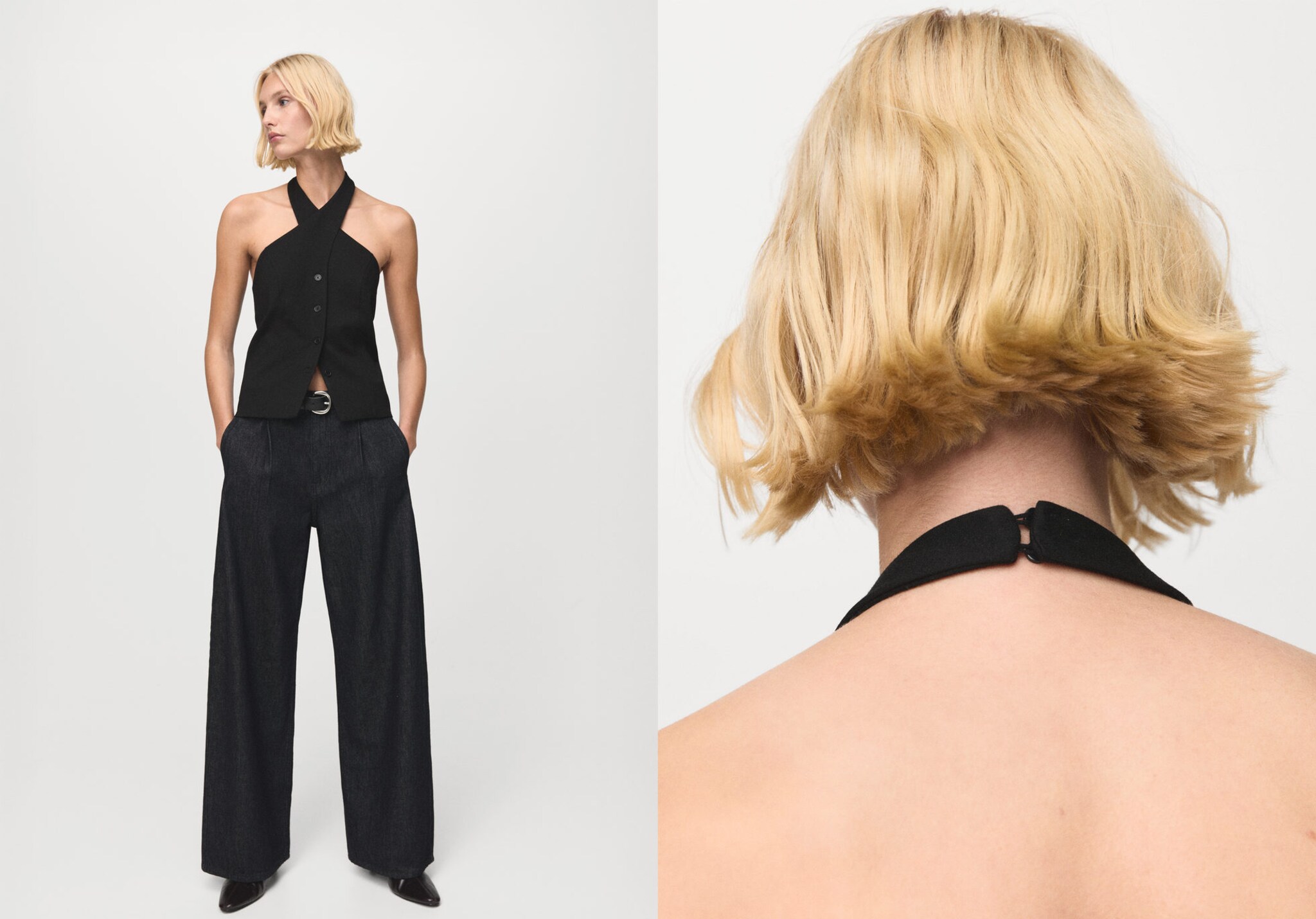 Halter-neck gilet with buttons - Panoramic plane