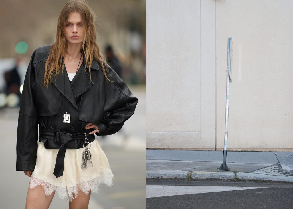 Leather jacket with belt - image 3