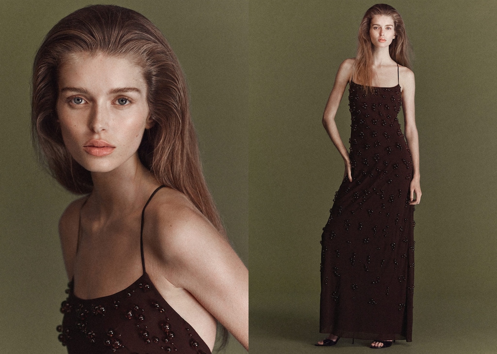 Long dress with embroidered spheres