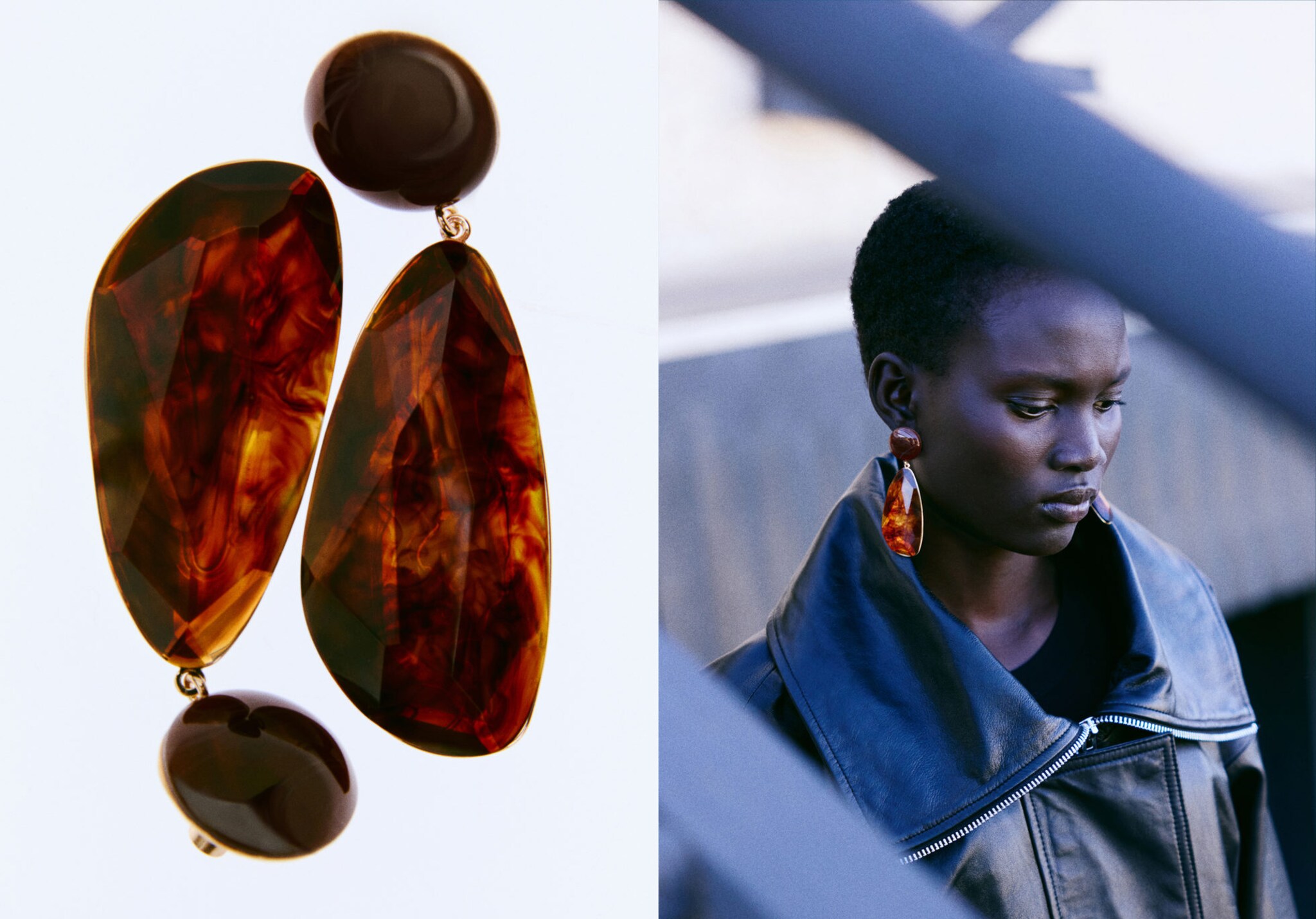 Boucles d'oreilles pendantes résine - Plan panoramique