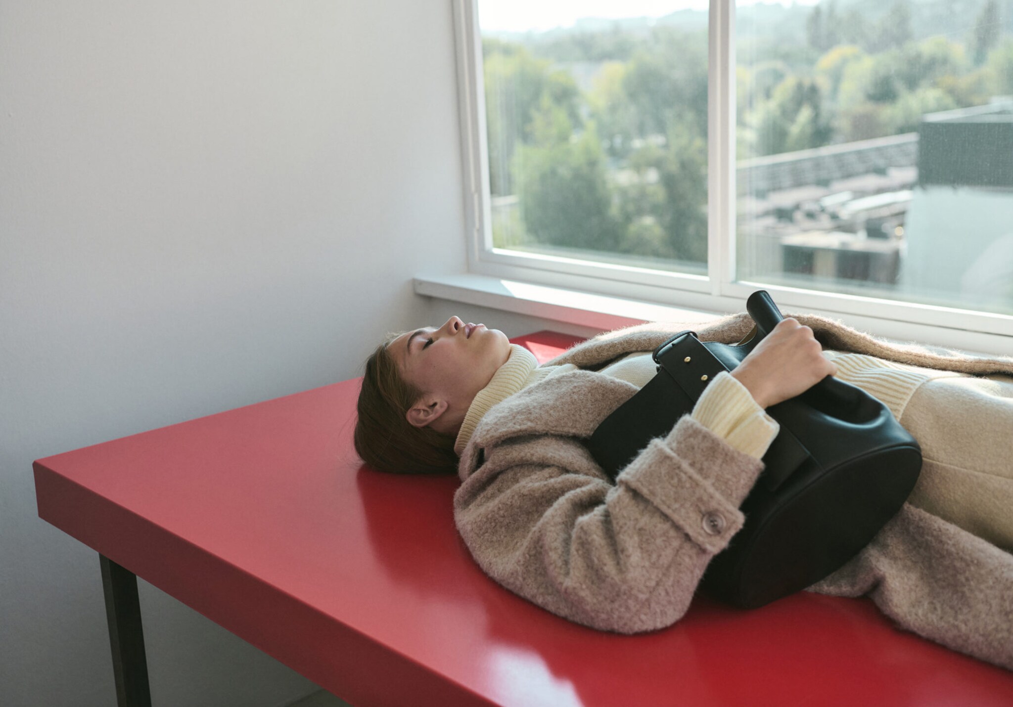 Bouclé jas met revers - Panoramische tekening