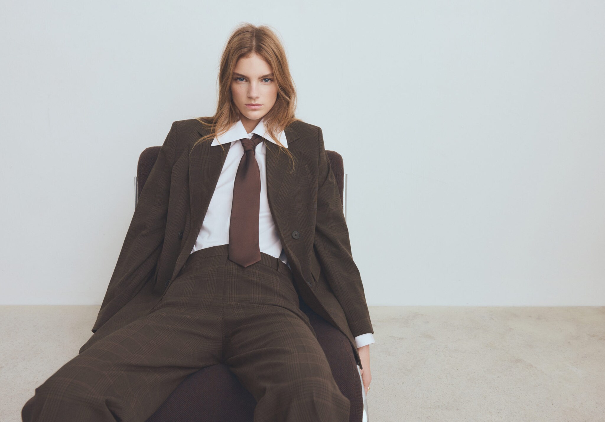 Blazer costume à carreaux double boutonnage - Plan panoramique