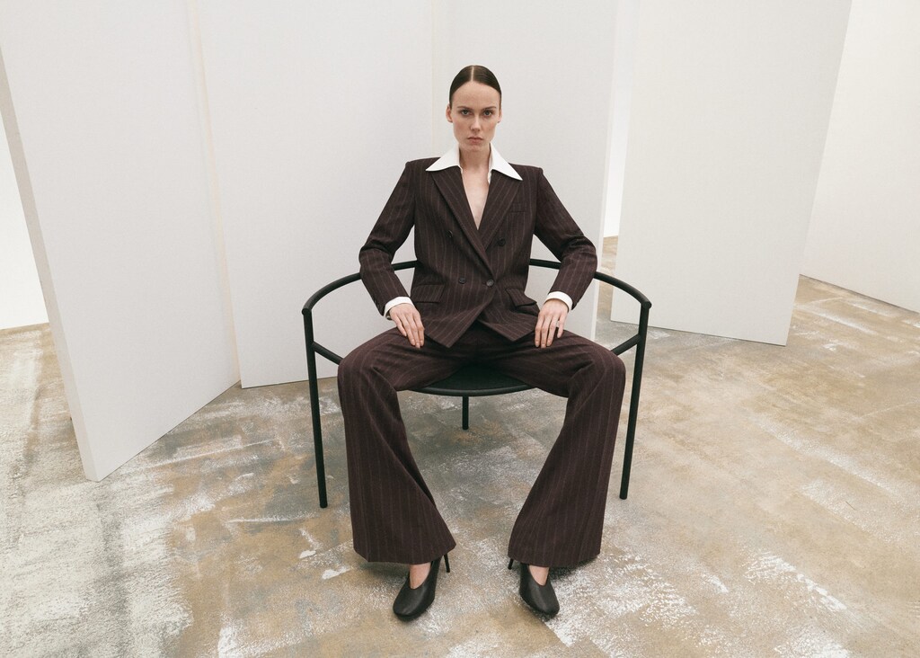 Pinstripe suit trousers - image 3