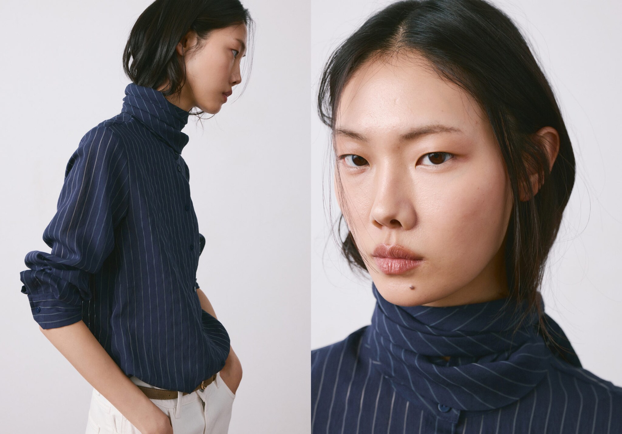 Blusa rayas cuello lazo - Plano panorámico