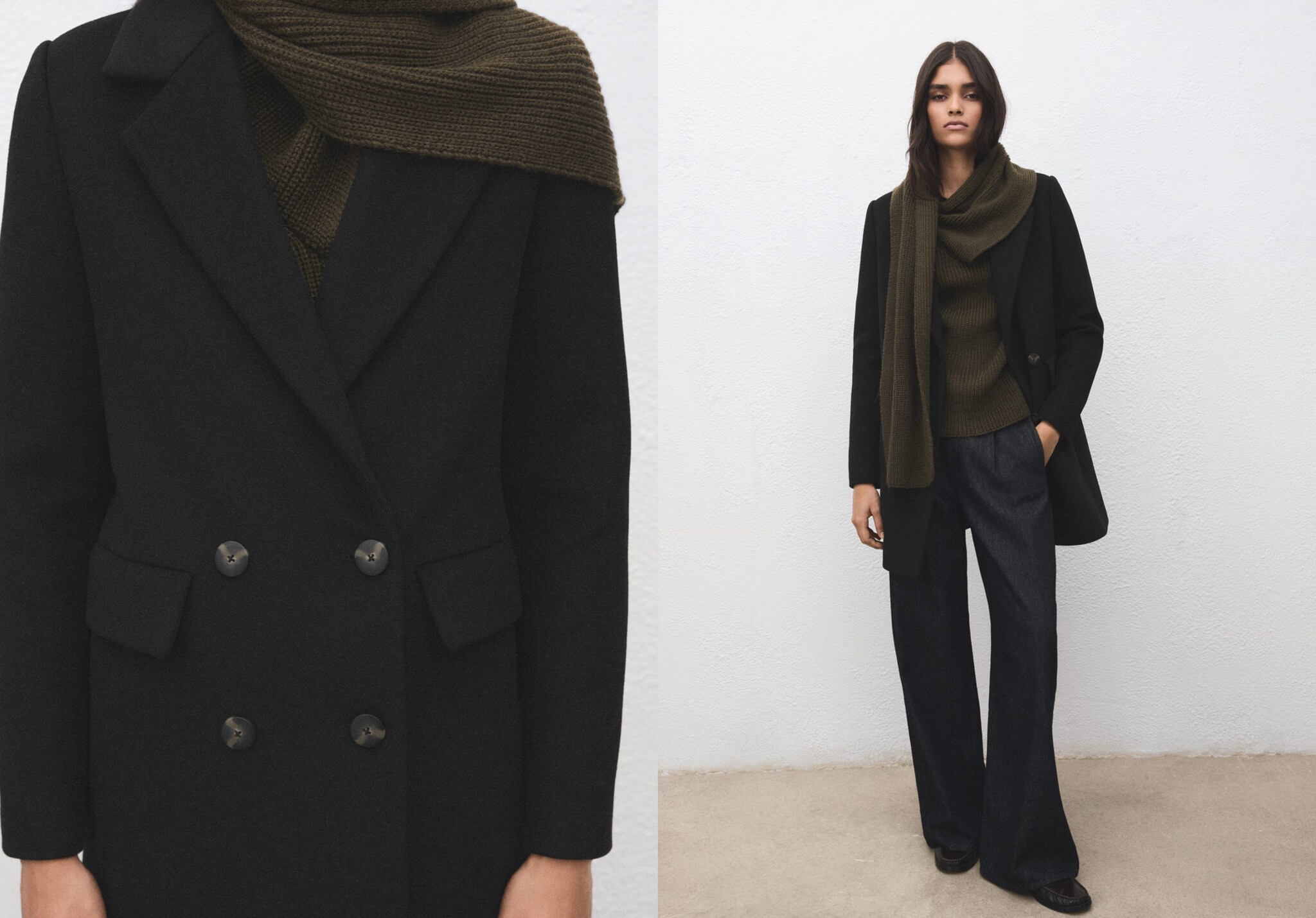 Manteau laine mélangée double boutonnage - Plan panoramique