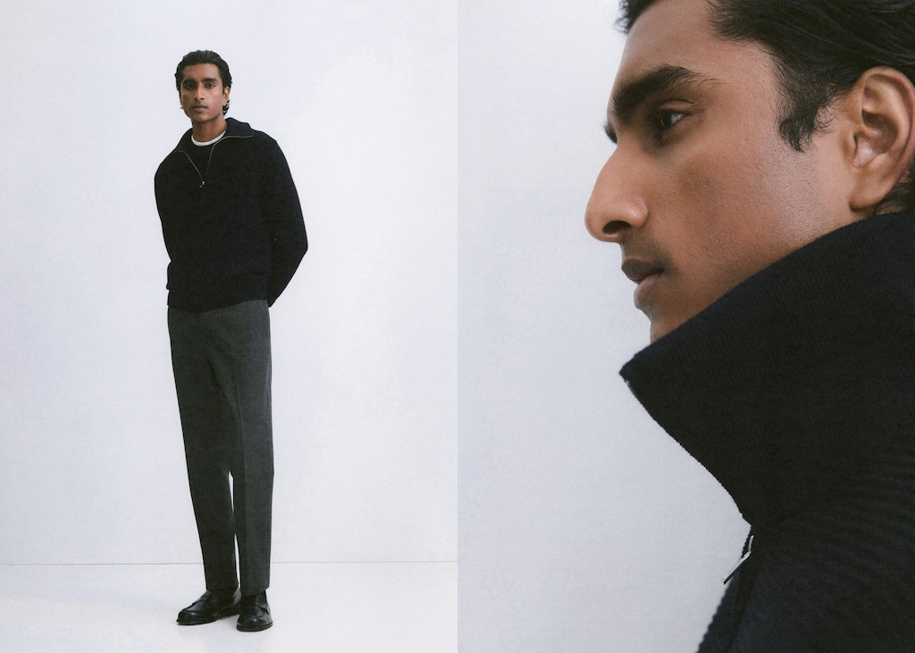 Structured knitted cardigan with zip