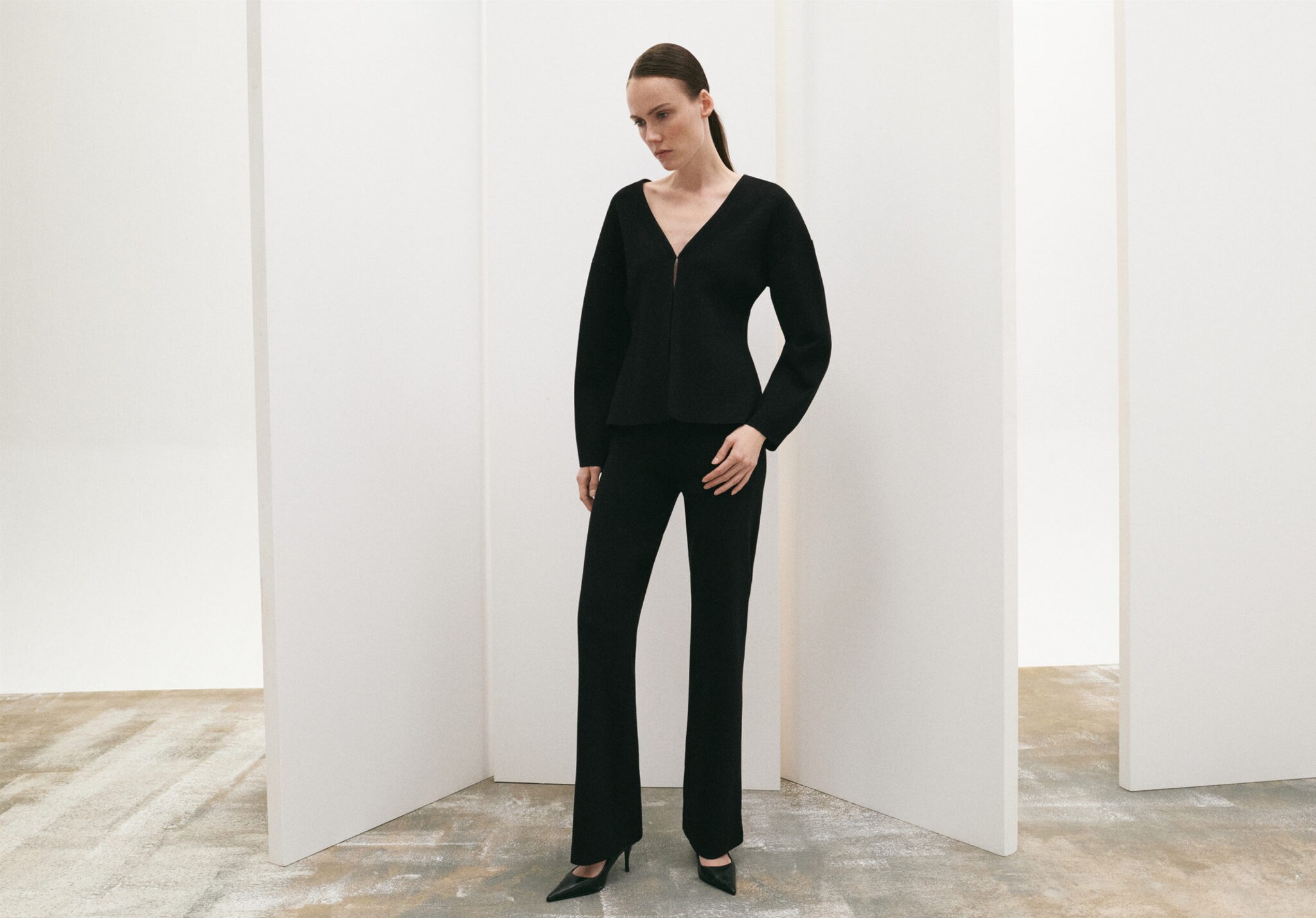 Side slit knit trousers - Panoramic plane