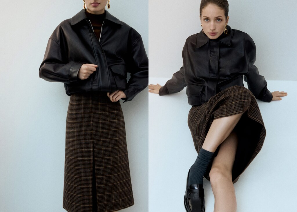 Wool-blend check midi-skirt - image 3