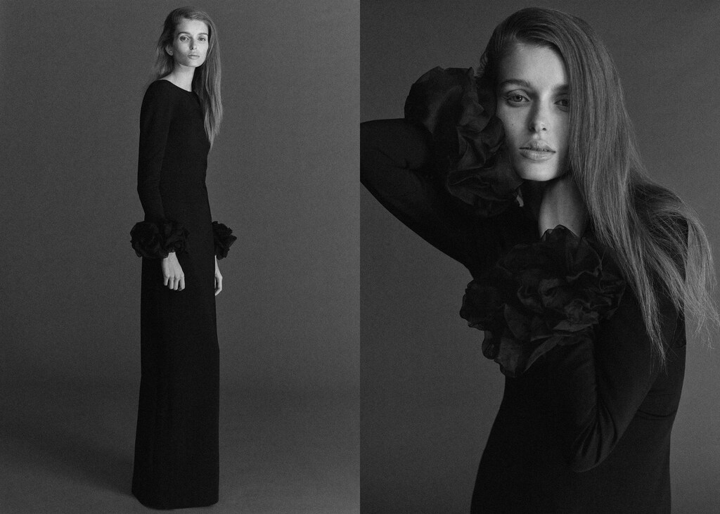 Open-back dress with flower cuffs - image 3