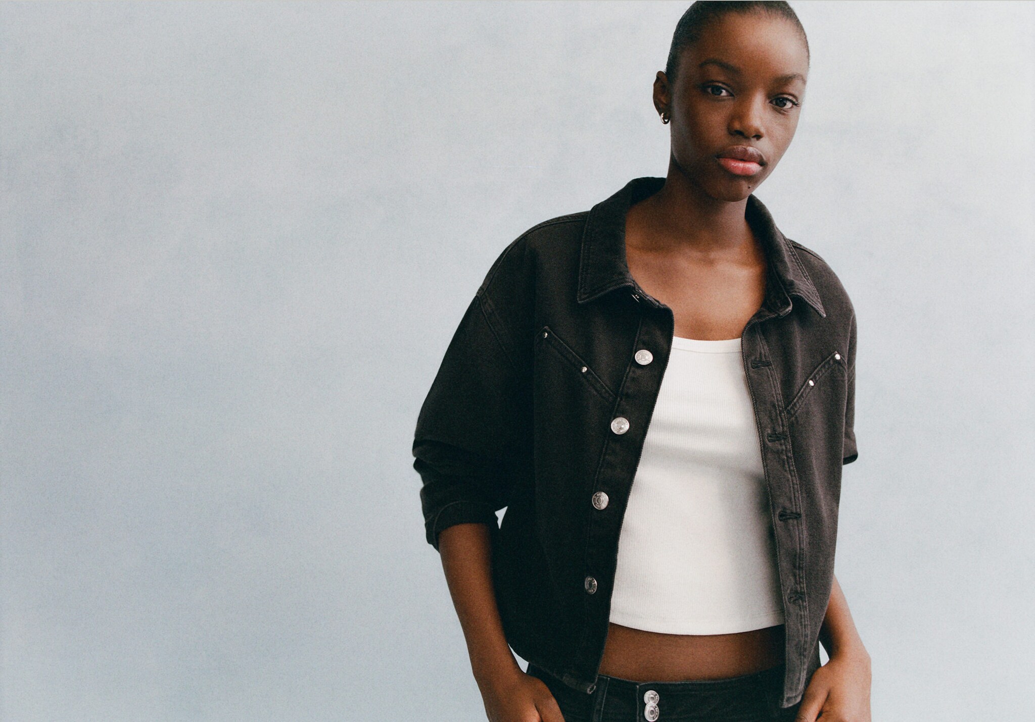 Denim shirt with studs - Panoramic plane