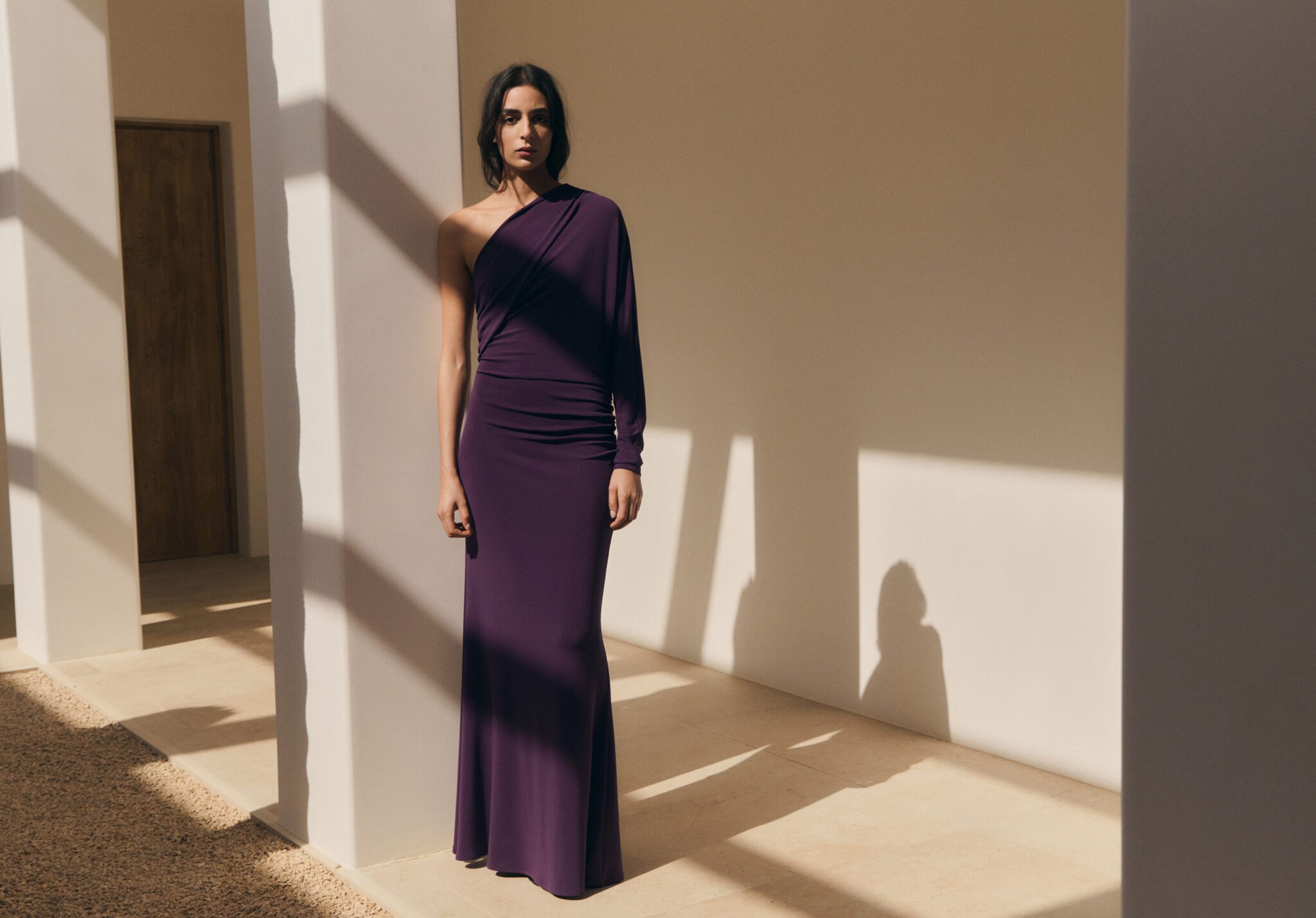 Asymmetrical dress with gathered body - Panoramic plane