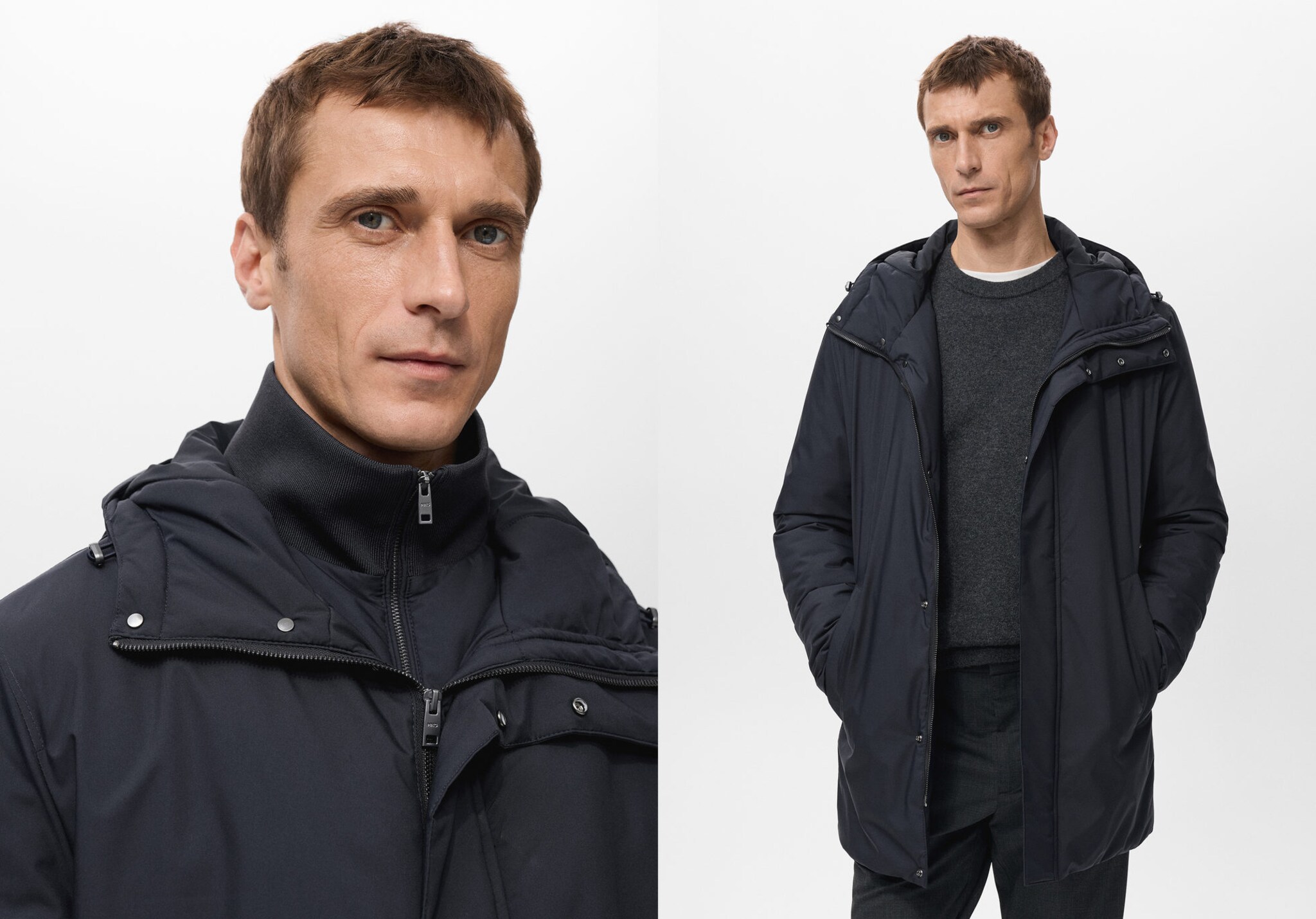 Detachable Water Repellent Padded Parka - Panoramic plane