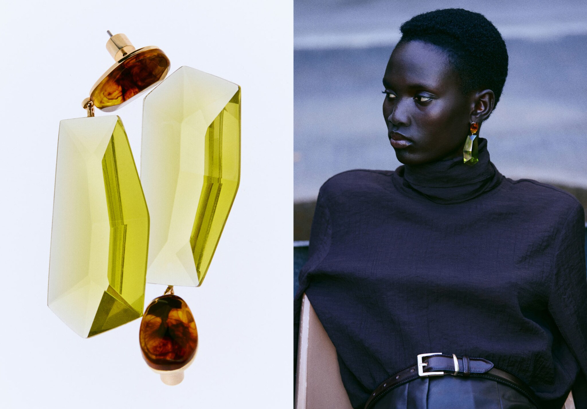 Mixed resin earrings - Panoramic plane