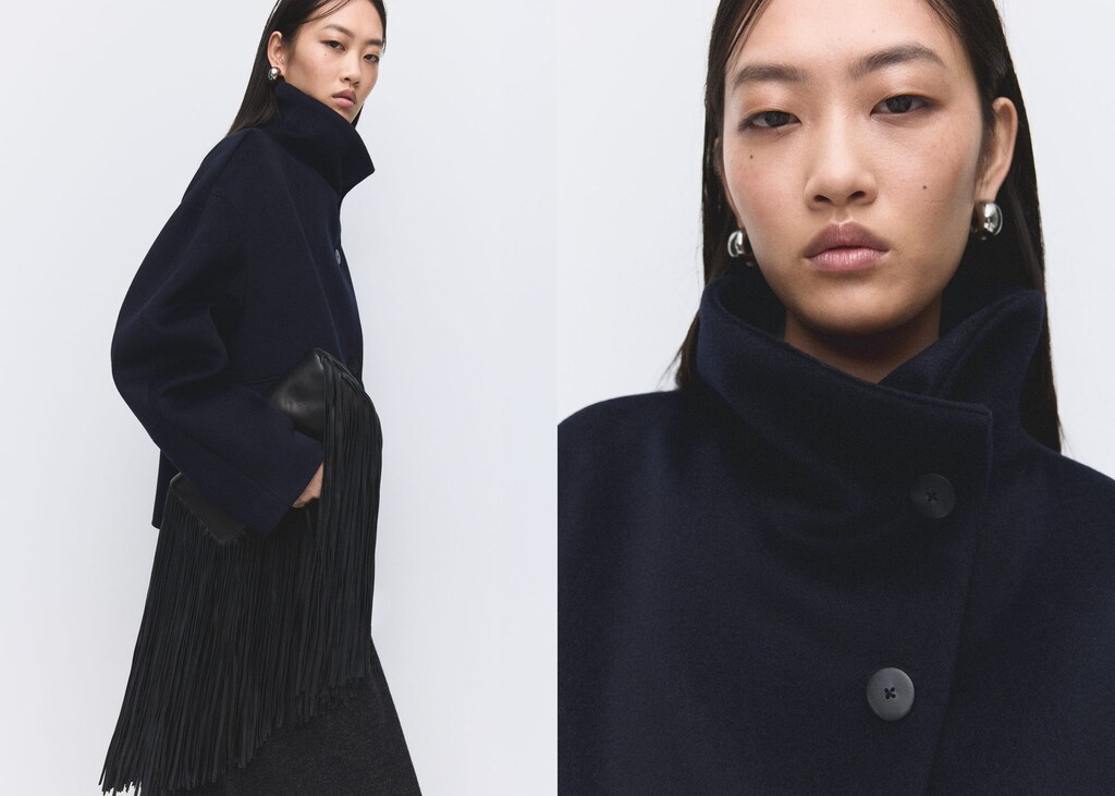 Wool-blend funnel-neck coat - image 3