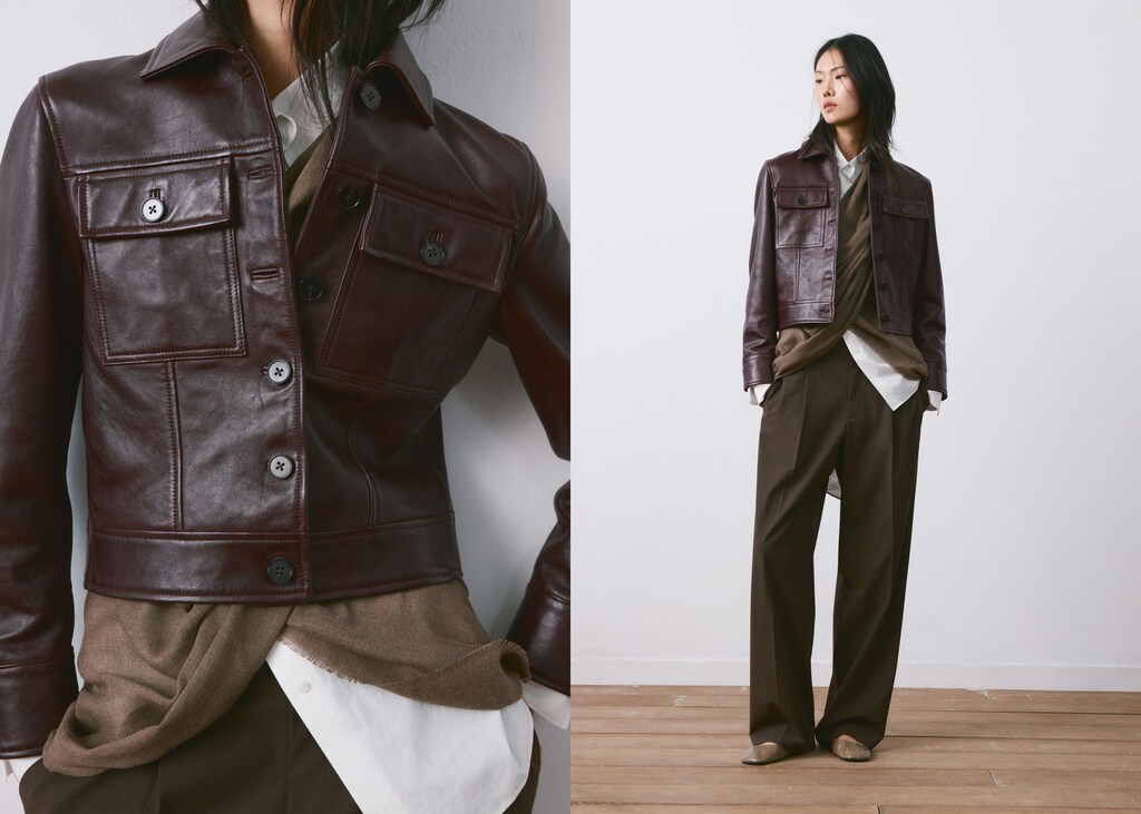 Buttoned leather jacket - image 3