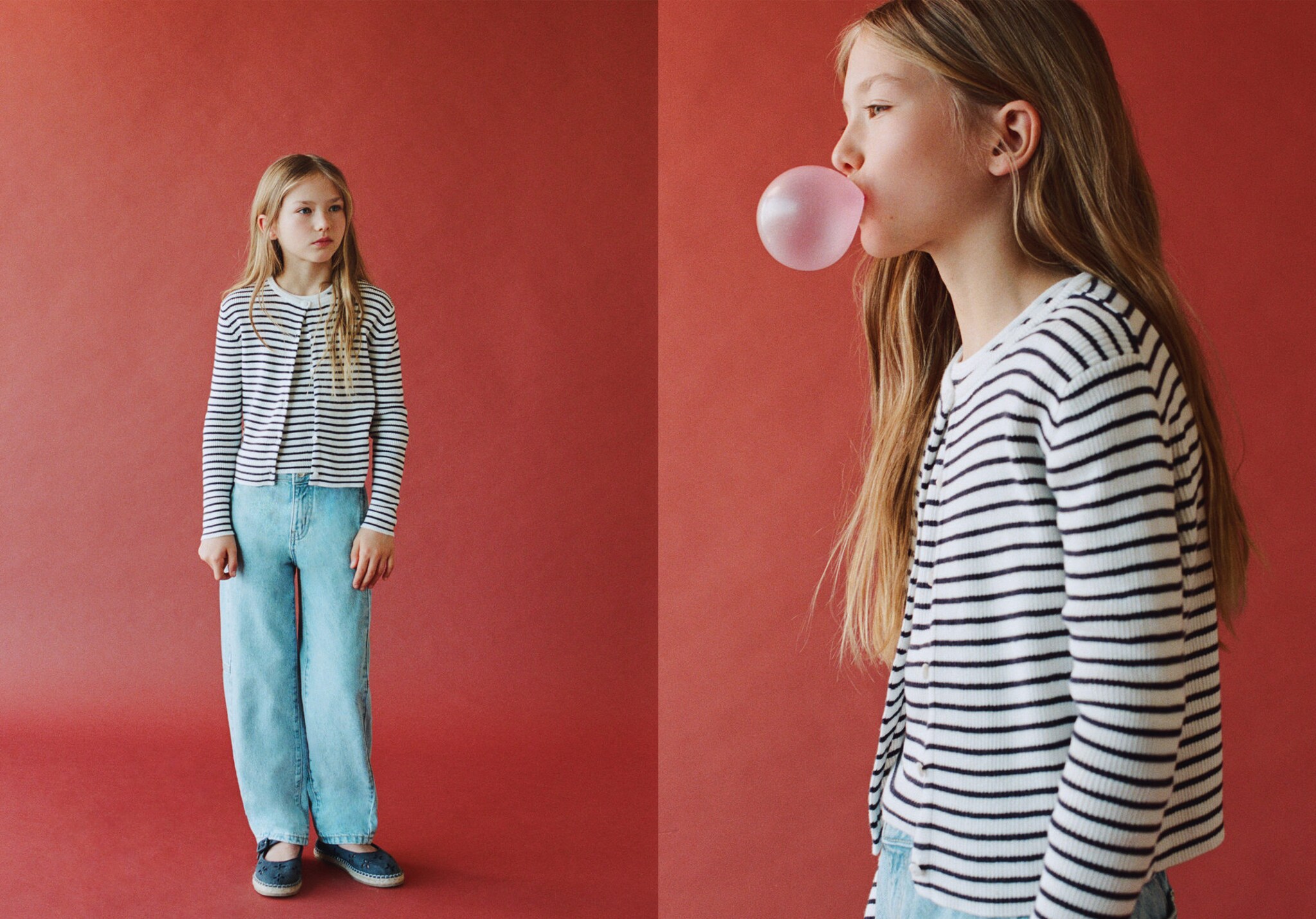 Striped knitted cardigan - Panoramic plane