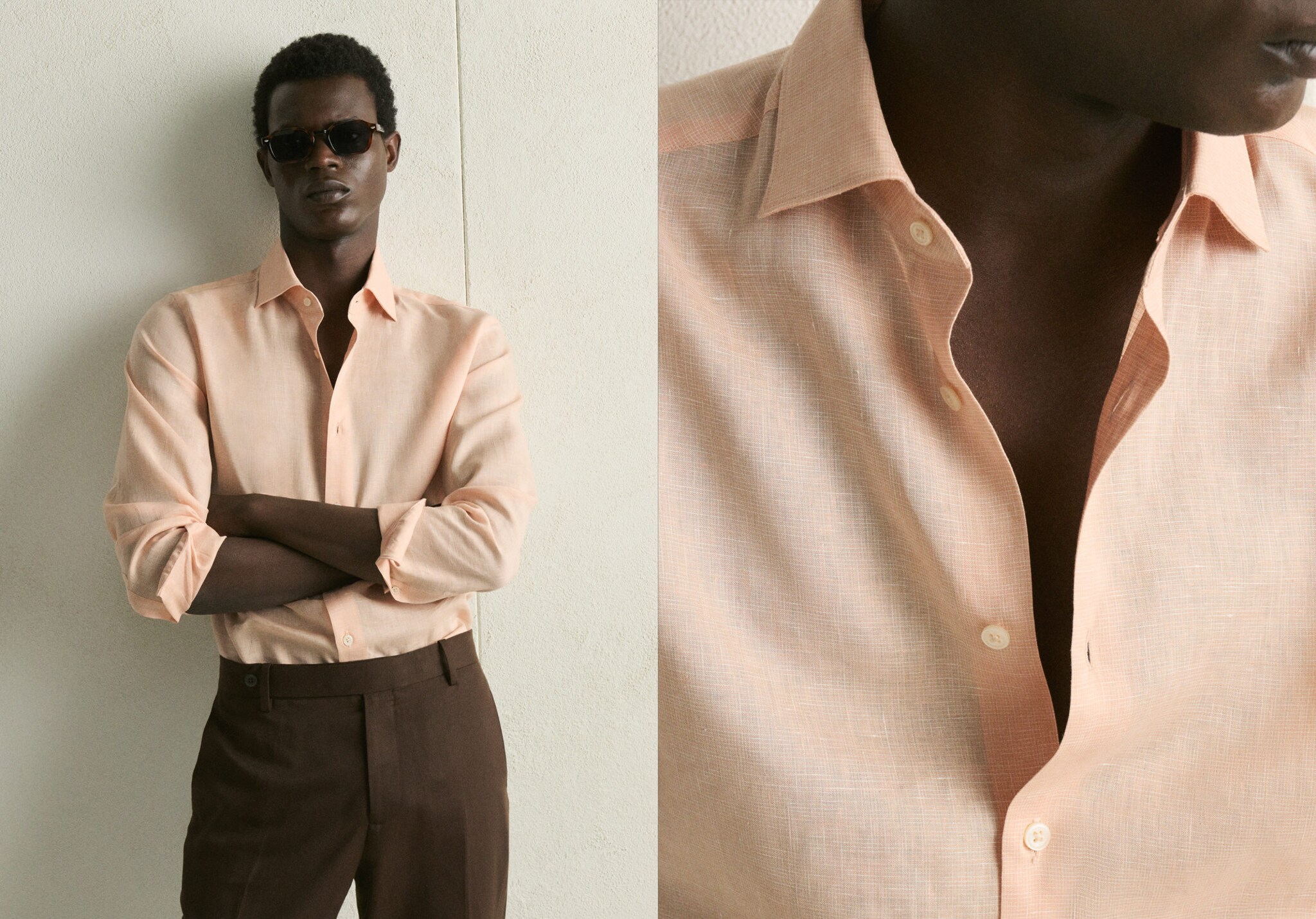 Camisa slim fit 100% lino - Plano panorámico