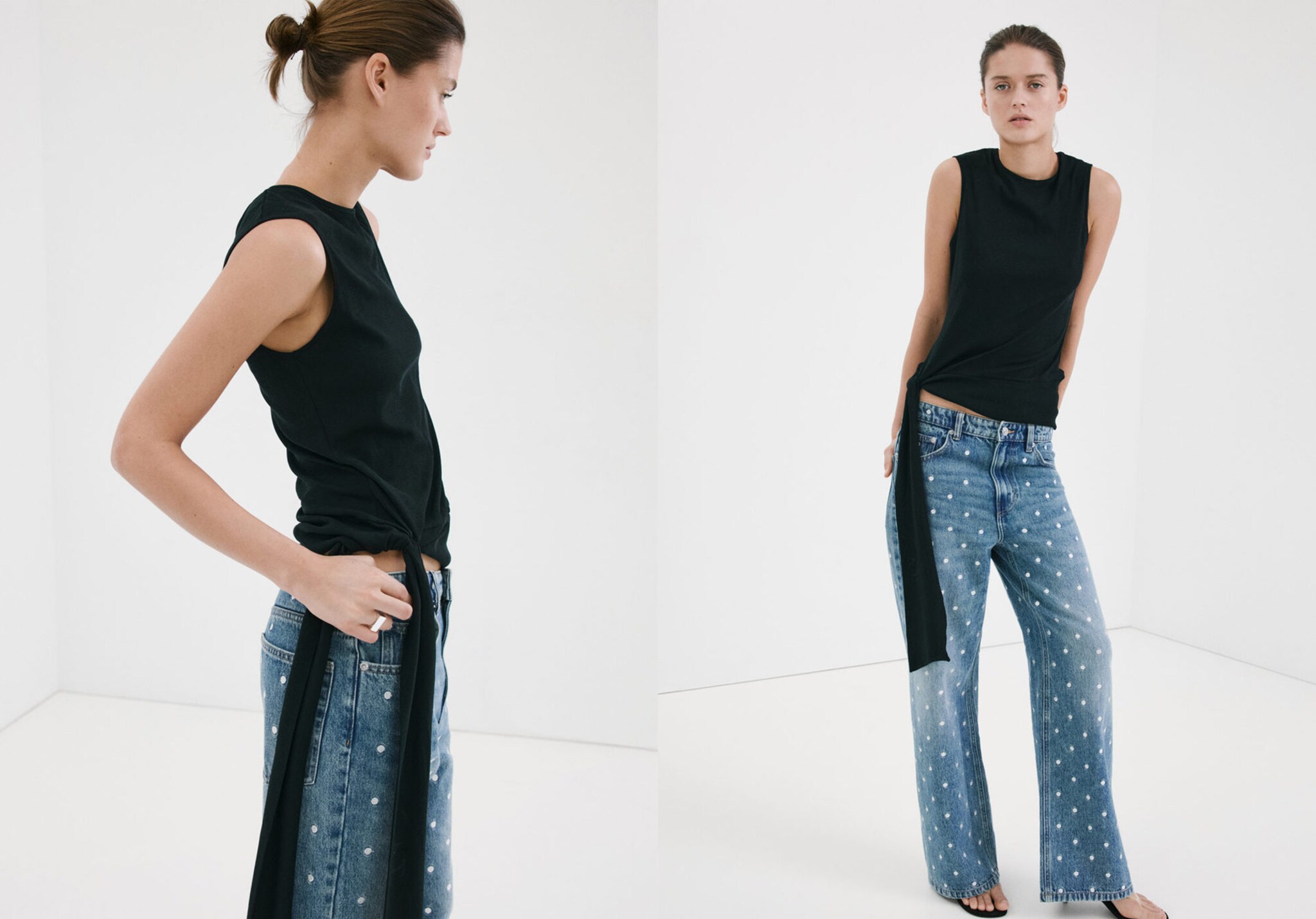 Polka-dot straight jeans - Panoramic plane