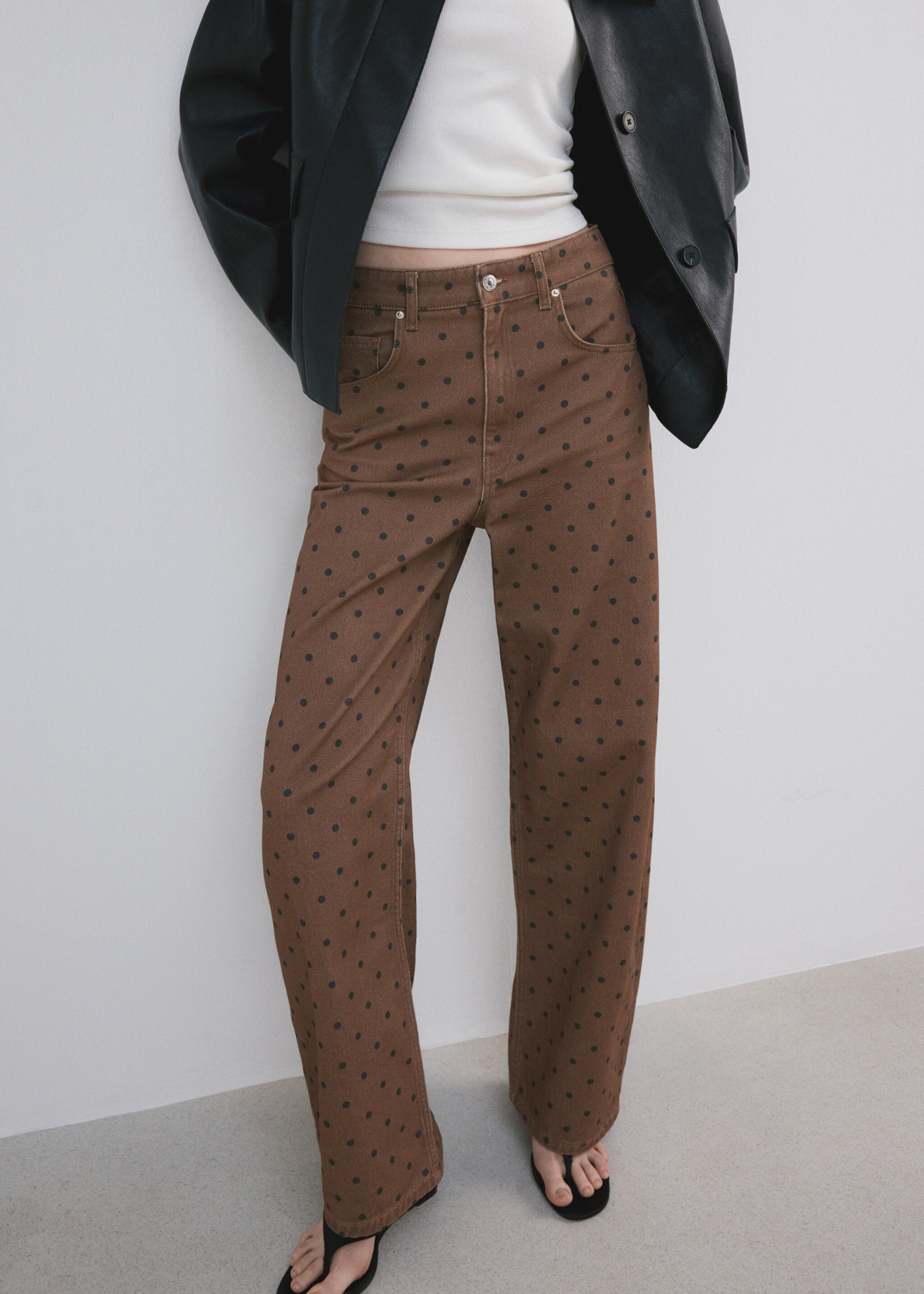 Polka dot balloon jeans - Medium plane, Chocolate. Ref: 27004105-01.