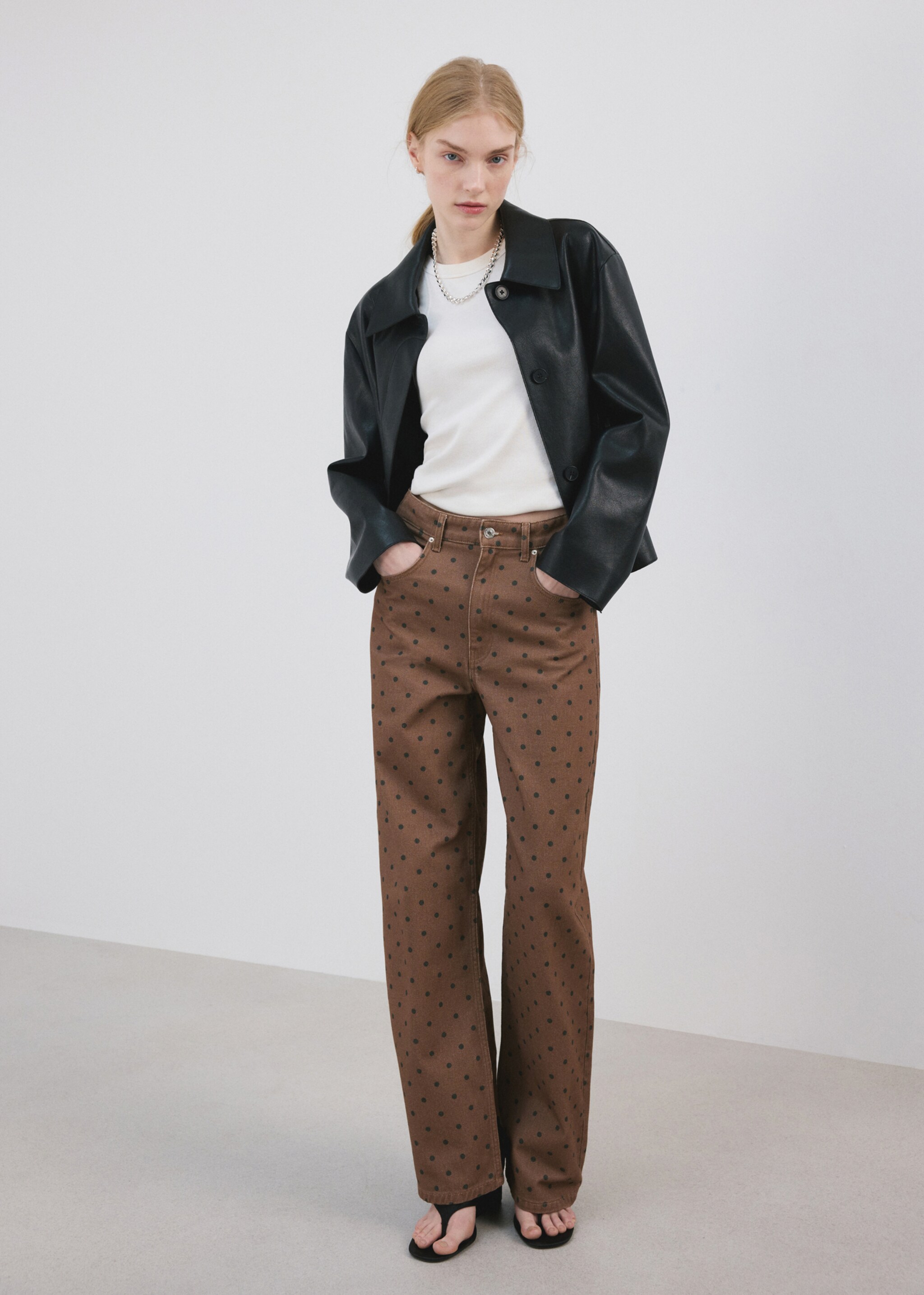 Polka dot balloon jeans - General plane, Chocolate. Ref: 27004105-01.